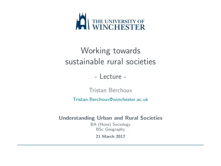 working towards sustainable rural societies