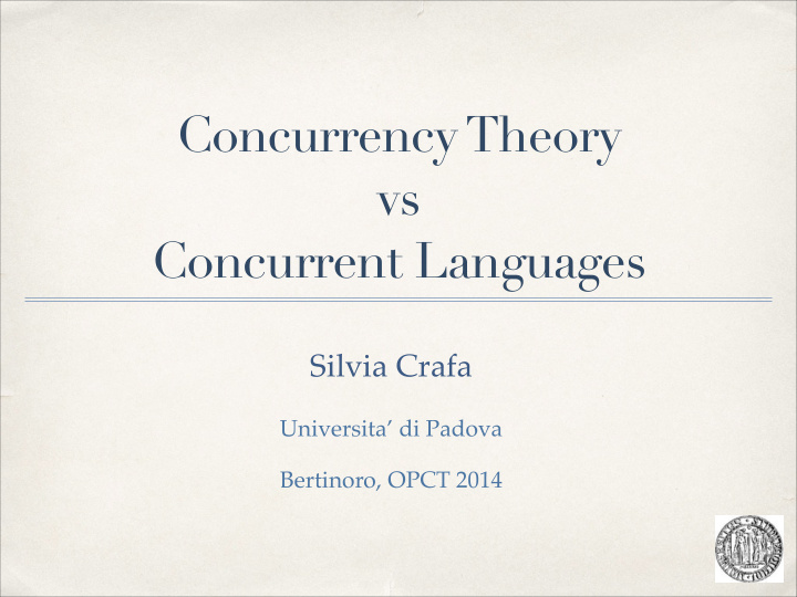 concurrency theory vs concurrent languages