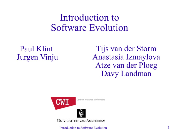 introduction to software evolution