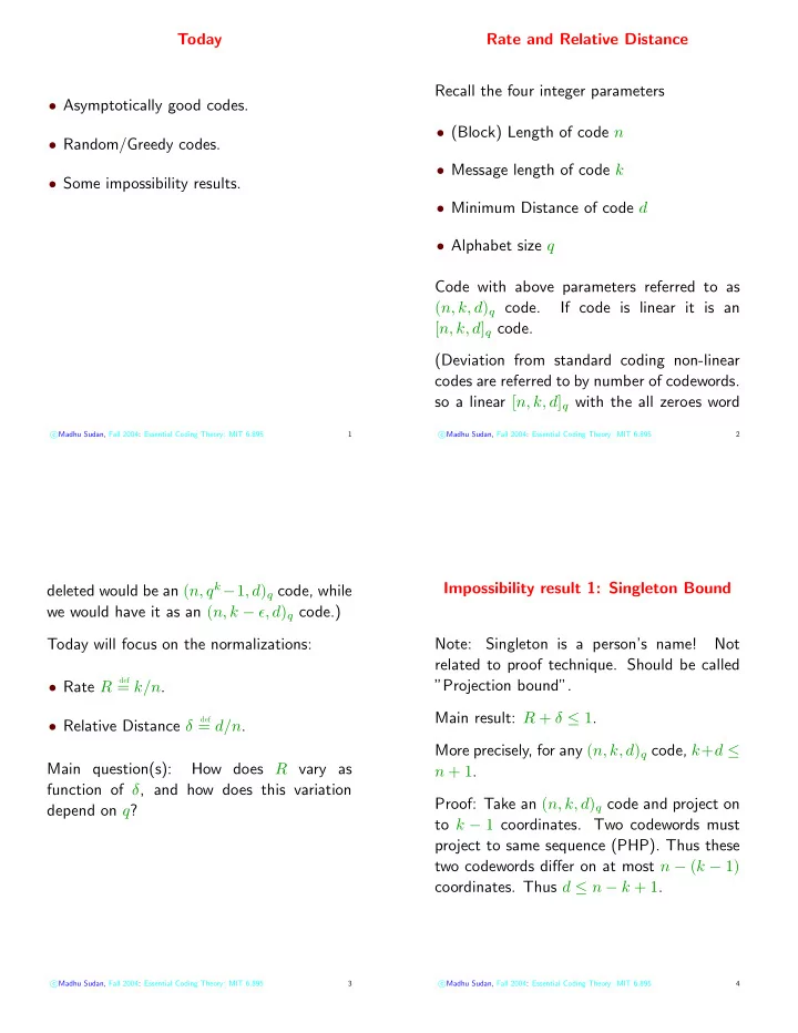 today rate and relative distance recall the four integer
