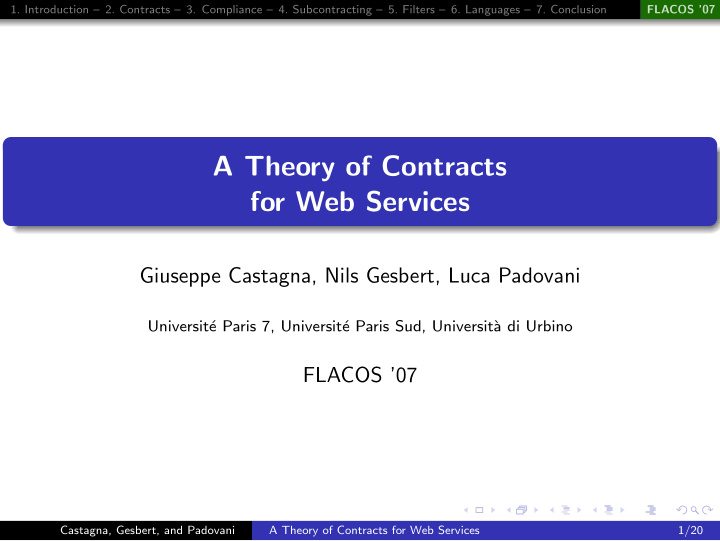 a theory of contracts for web services