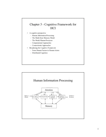 Chapter 3 - Cognitive Framework for  HCI    A cognitive perspective   Human Information