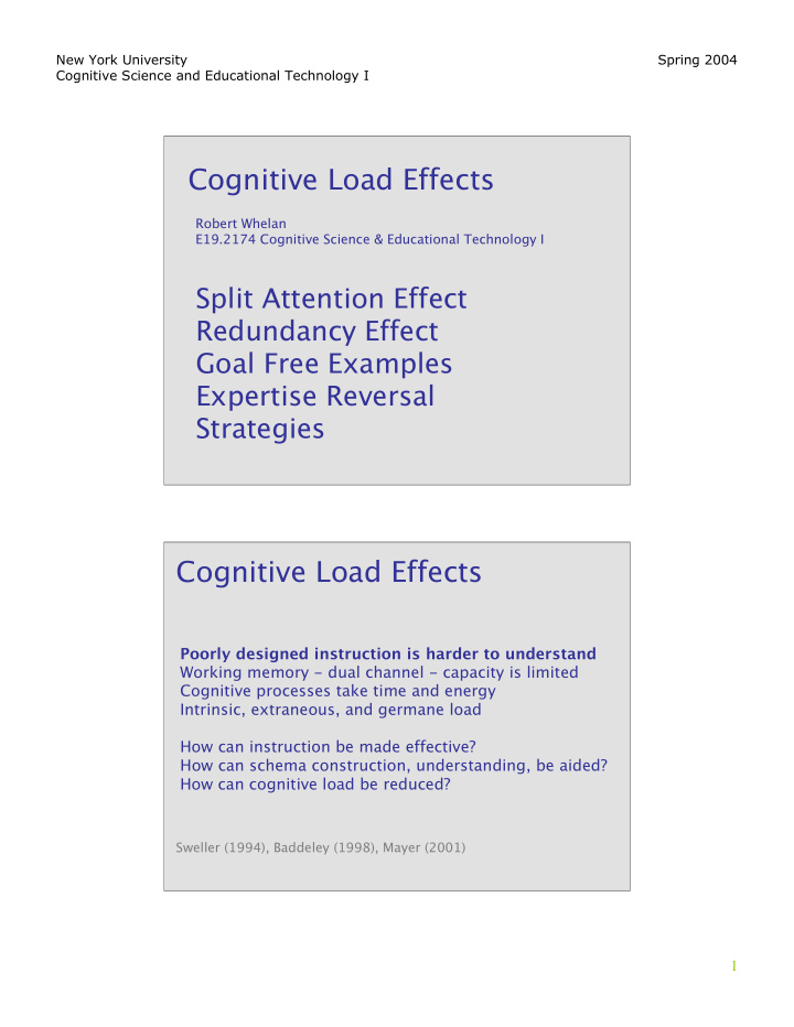 cognitive load effects