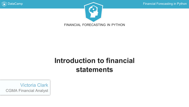 introduction to financial statements