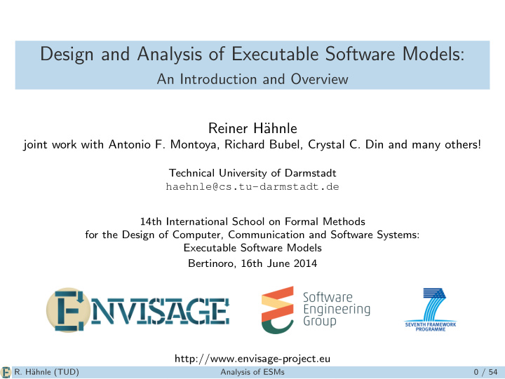 design and analysis of executable software models