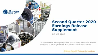 Second Quarter 2020  Earnings Release  Supplement  July 28, 2020  The data in this package should