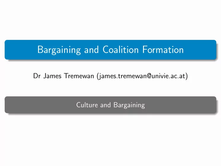 bargaining and coalition formation