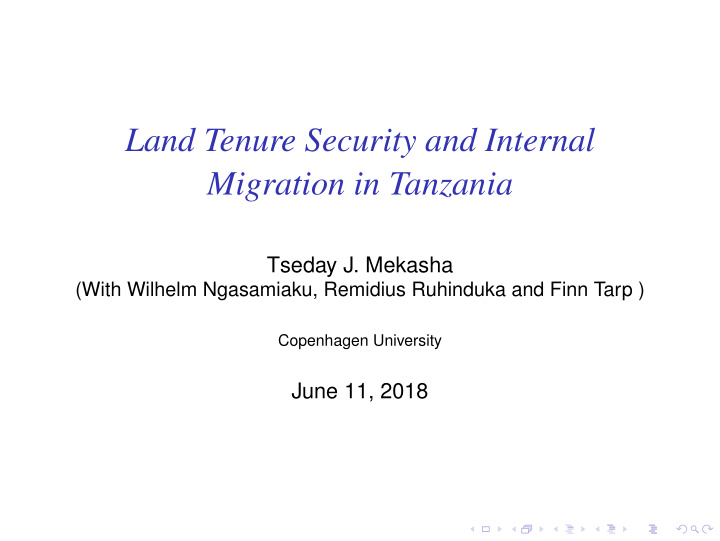 land tenure security and internal migration in tanzania