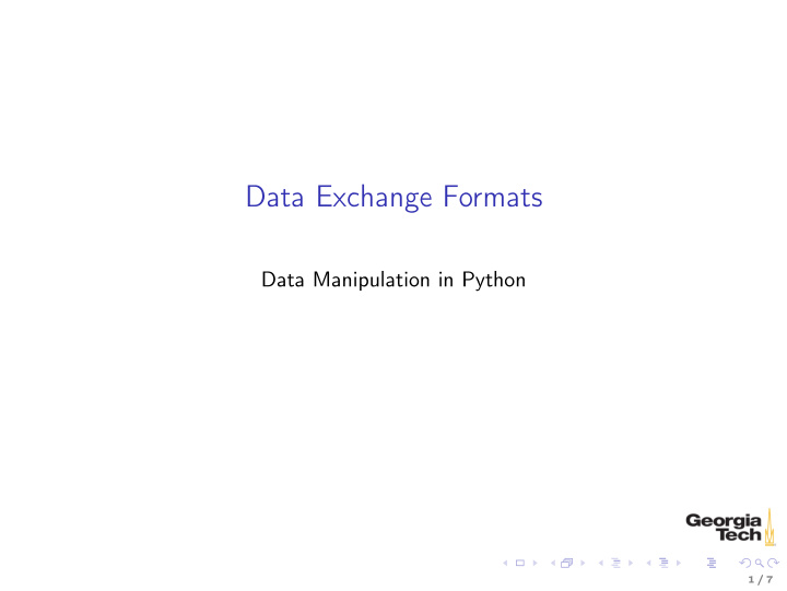 data exchange formats