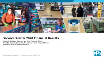 Second Quarter 2020 Financial Results  Michael H. McGarry, Chairman and Chief Executive Officer