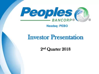 In  Investor  estor Pr  Pres  esent  entati  ation  on nd Qu 2 nd  Quart  rter  er 20  2018  18  Sa