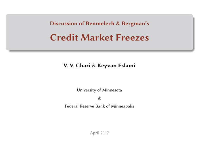 credit market freezes