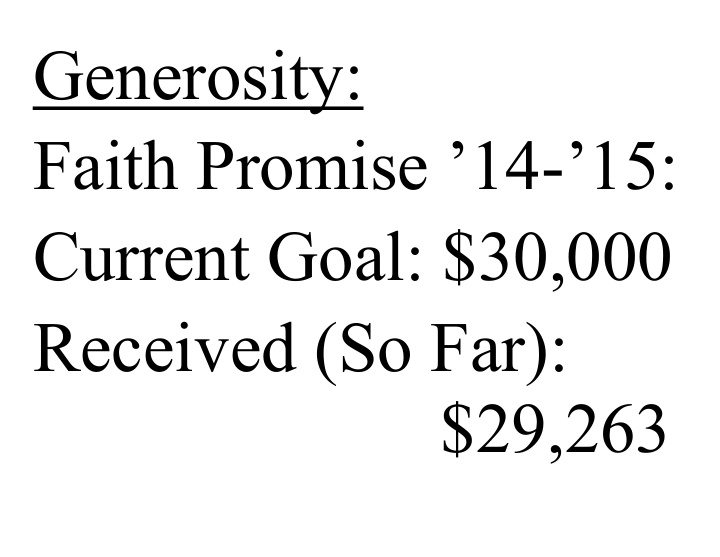 generosity faith promise 14 15 current goal 30 000