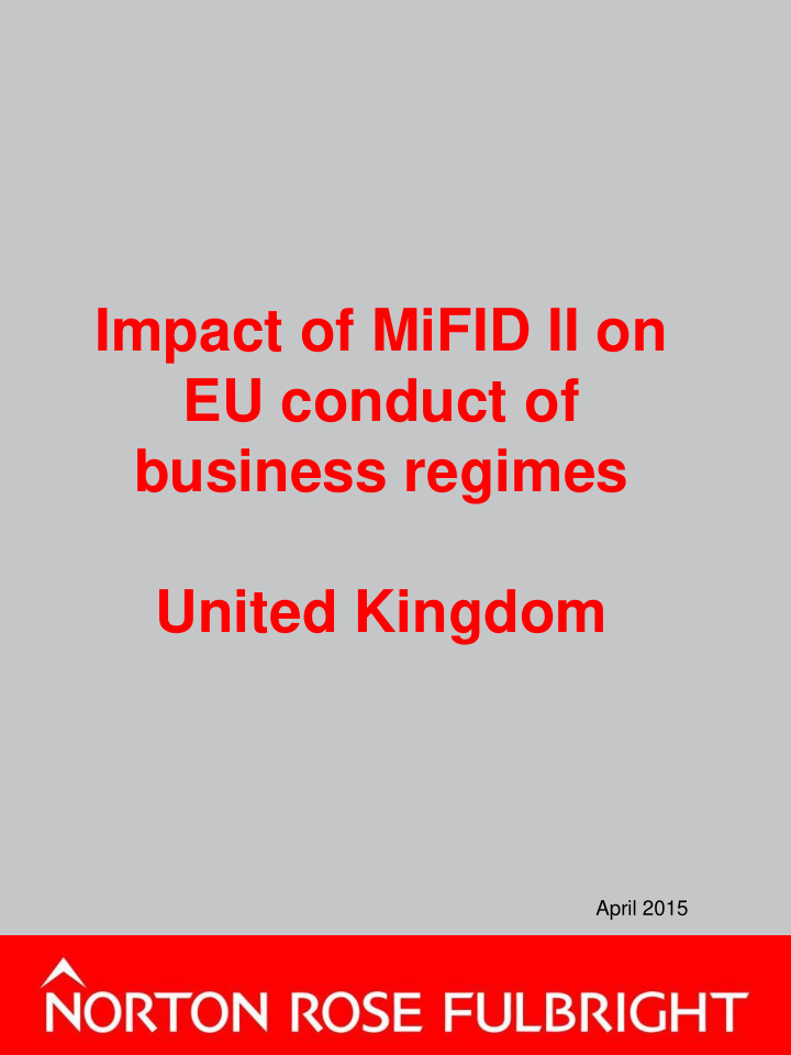 impact of mifid ii on