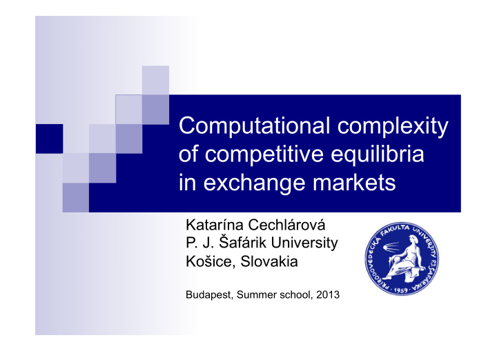 computational complexity of competitive equilibria in