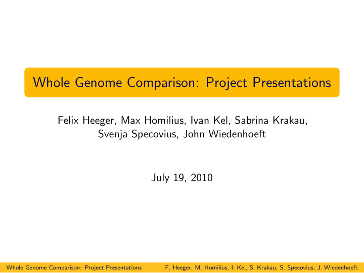 whole genome comparison project presentations