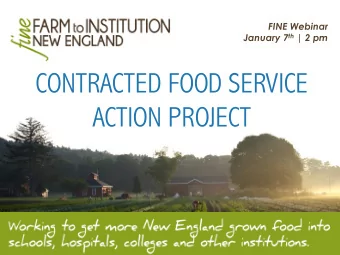 CONTRACTED FOOD SERVICE  ACTION PROJECT  PART I  INTRODUCTION  Photo  Credit: Franklin Pierce