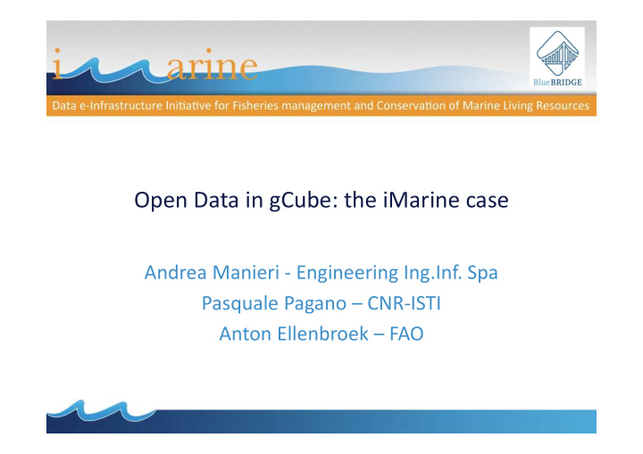open data in gcube the imarine case