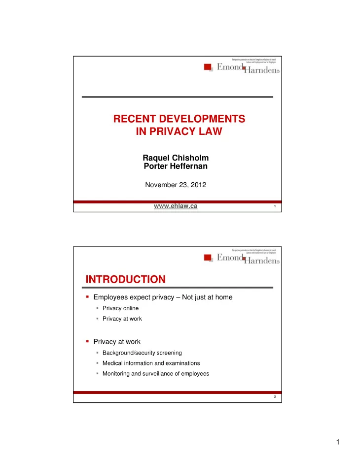 recent developments in privacy law