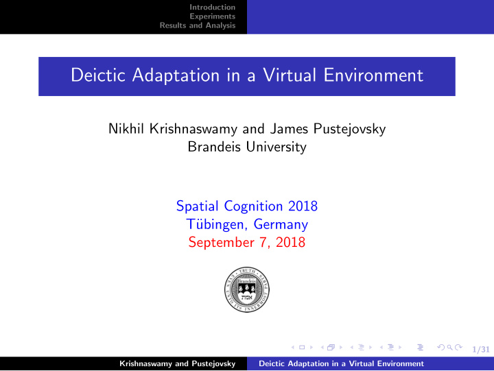 deictic adaptation in a virtual environment