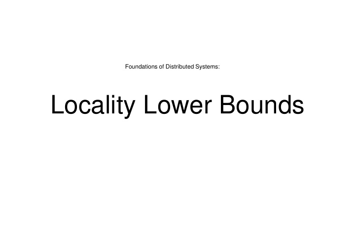 locality lower bounds