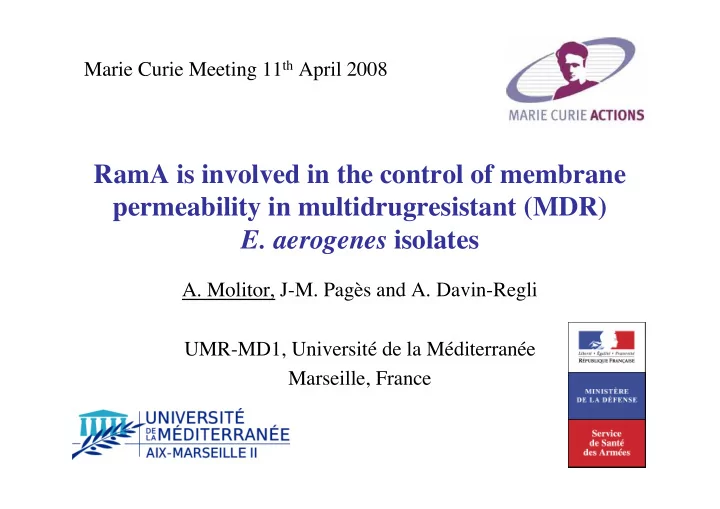 rama is involved in the control of membrane permeability