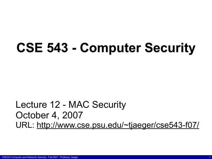 cse 543 computer security
