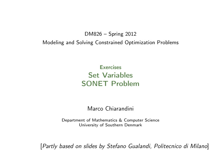 set variables sonet problem