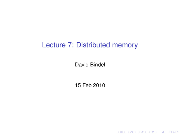 lecture 7 distributed memory