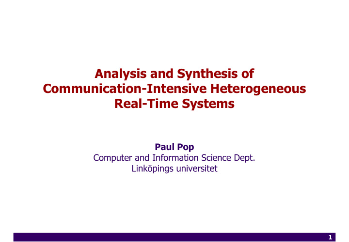analysis and synthesis of communication intensive