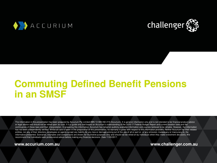 commuting defined benefit pensions in an smsf