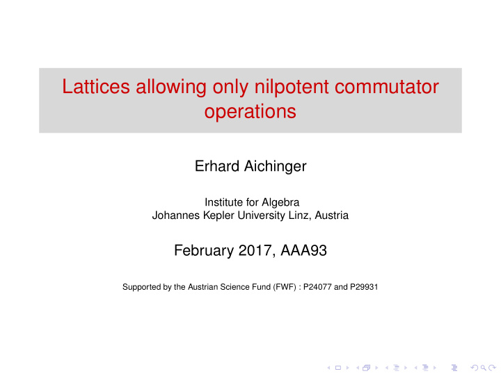 lattices allowing only nilpotent commutator operations