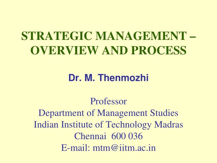 strategic management overview and process