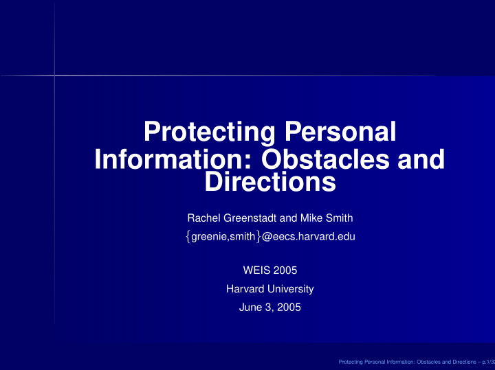 protecting personal information obstacles and directions