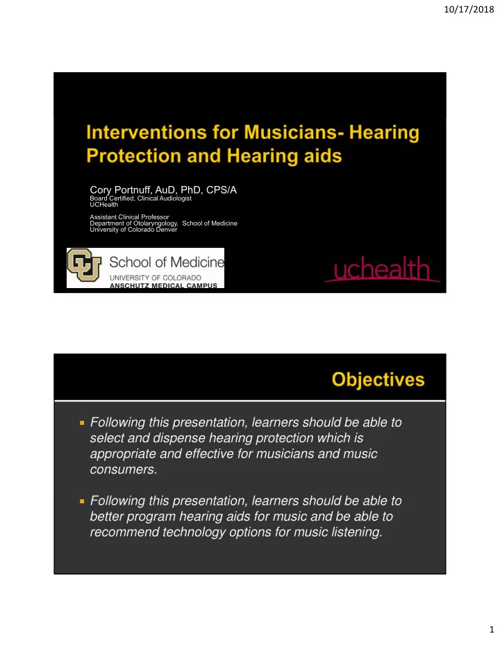 following this presentation learners should be able to