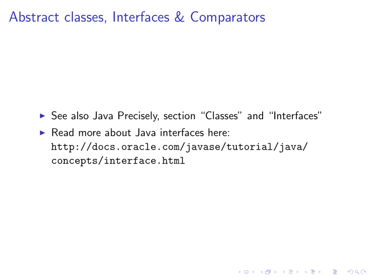 abstract classes interfaces comparators
