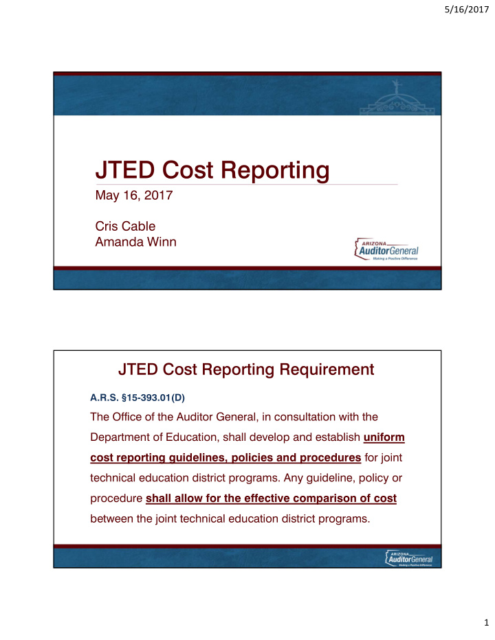 jted cost reporting
