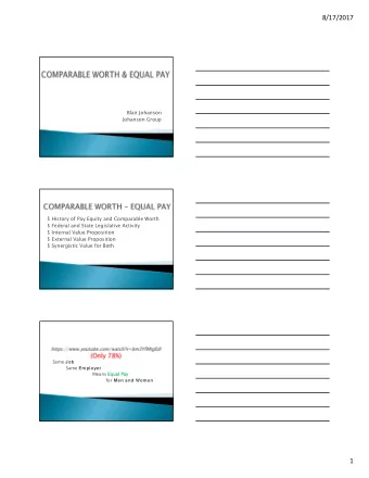8/17/2017  Blair Johanson  Johanson Group  $ History of Pay Equity and Comparable Worth  $ Federal
