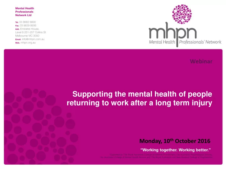 supporting the mental health of people