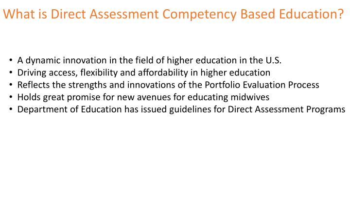 what is direct assessment competency based education