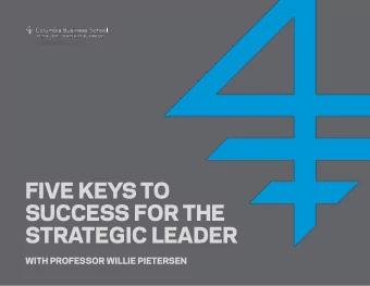 FIVE KEYS TO  SUCCESS FOR THE  STRATEGIC LEADER  WITH PROFESSOR WILLIE PIETERSEN  Tweet about the