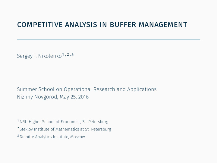 competitive analysis in buffer management