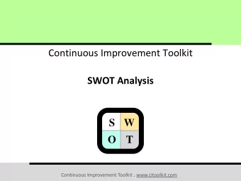 SWOT Analysis  S W  O T Continuous Improvement Toolkit . www.citoolkit.com  The Continuous