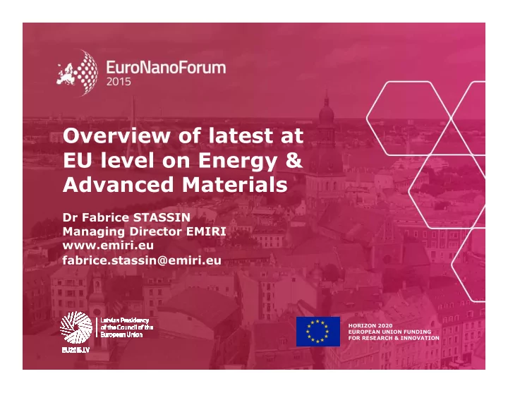 overview of latest at eu level on energy advanced