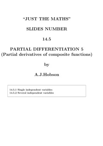 JUST THE MATHS  SLIDES NUMBER  14.5  PARTIAL DIFFERENTIATION 5  (Partial derivatives of