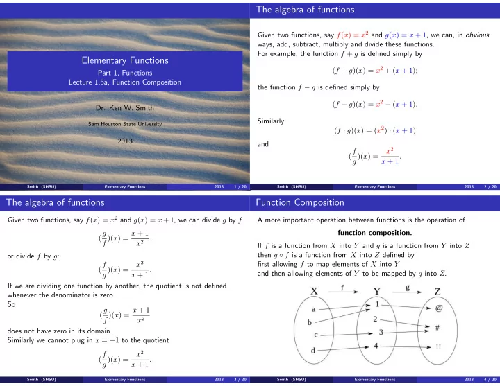 the algebra of functions