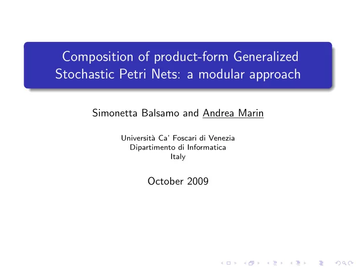 composition of product form generalized stochastic petri