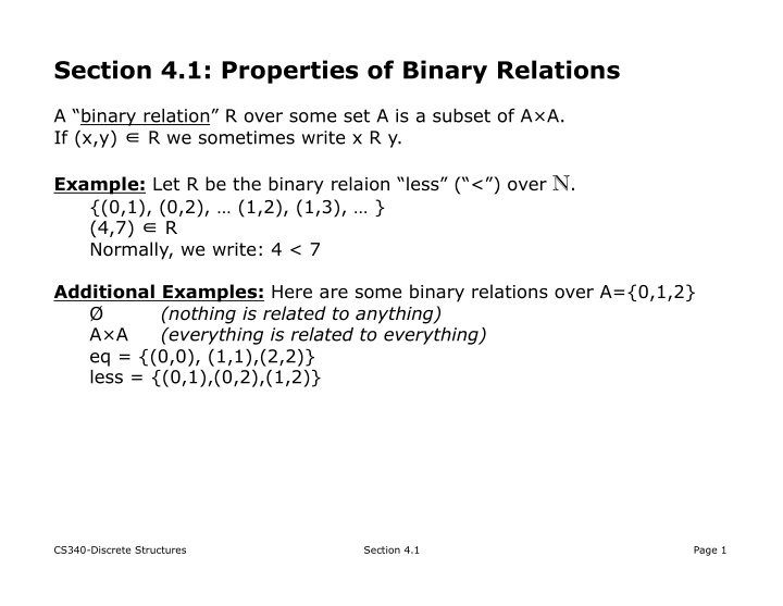 section 4 1 properties of binary relations