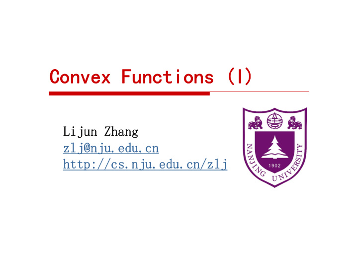 convex functions i