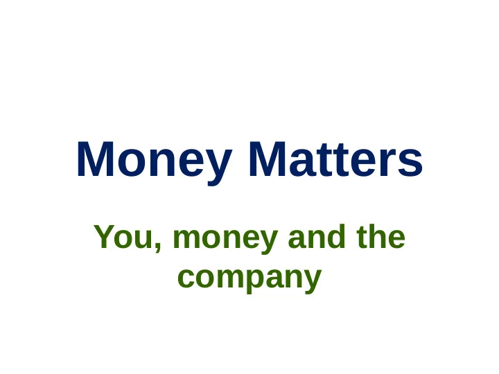 money matters